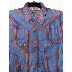 Wrangler Retro Men's Long sleeve Western Pearl Snap Sawtooth Pocket Plaid size X